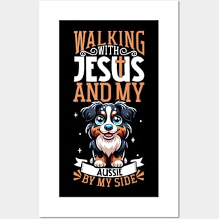 Jesus and dog - Australian Shepherd Posters and Art